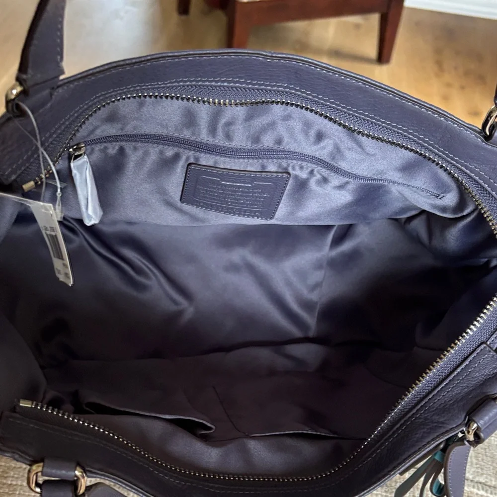 Coach Carrie Purple/Gray Leather Shoulder Bag. NWT - Picture 5 of 10